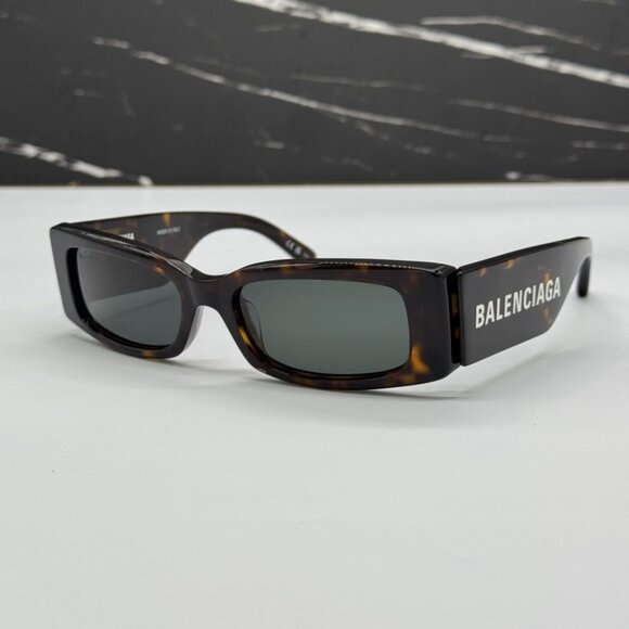 NEW BB0260S 002 BALENCIAGA DARK HAVANA/GREEN UNISEX BALENCIAGA SUNGLASSES - Picture 3 of 11